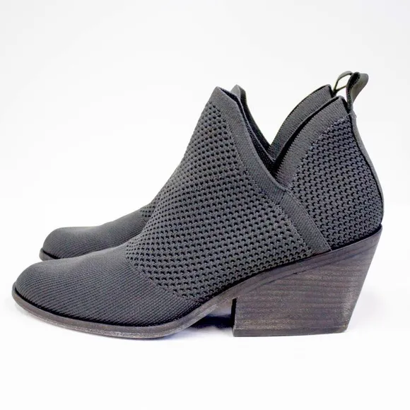 Eileen Fisher Ankle Boots Joss Knit Sock Clever Graphite Gray Women's Size 8.5