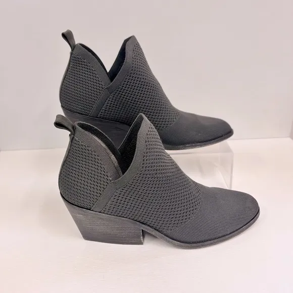 Eileen Fisher Ankle Boots Joss Knit Sock Clever Graphite Gray Women's Size 8.5