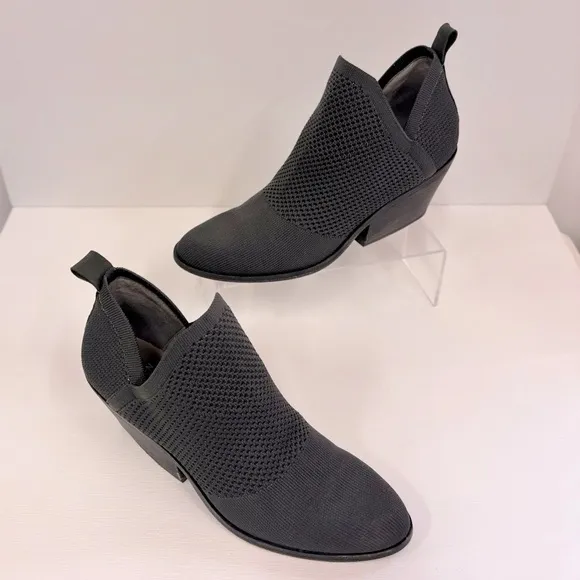 Eileen Fisher Ankle Boots Joss Knit Sock Clever Graphite Gray Women's Size 8.5