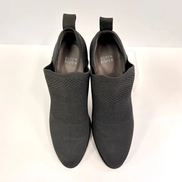 Eileen Fisher Ankle Boots Joss Knit Sock Clever Graphite Gray Women's Size 8.5