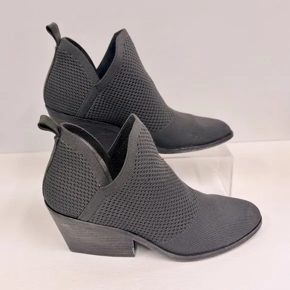 Eileen Fisher Ankle Boots Joss Knit Sock Clever Graphite Gray Women's Size 8.5