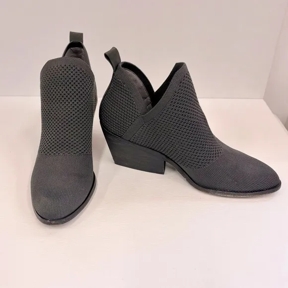 Eileen Fisher Ankle Boots Joss Knit Sock Clever Graphite Gray Women's Size 8.5