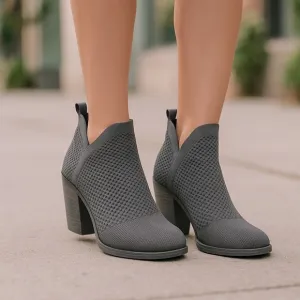 Eileen Fisher Ankle Boots Joss Knit Sock Clever Graphite Gray Women's Size 8.5