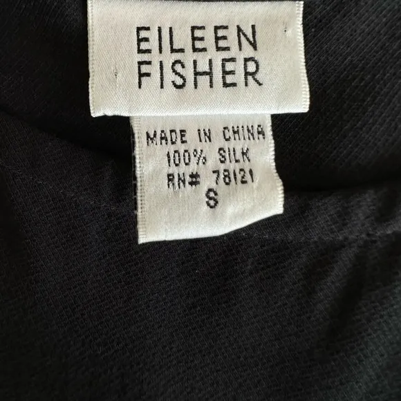 Eileen Fisher Black Silk Long Dress Size Small Minimalist Loose Elegant Fit