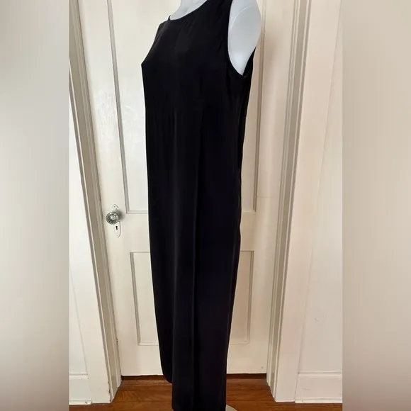 Eileen Fisher Black Silk Long Dress Size Small Minimalist Loose Elegant Fit
