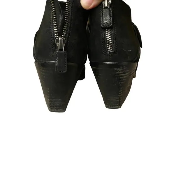 Eileen fisher black suede bootie boots ankle size 10