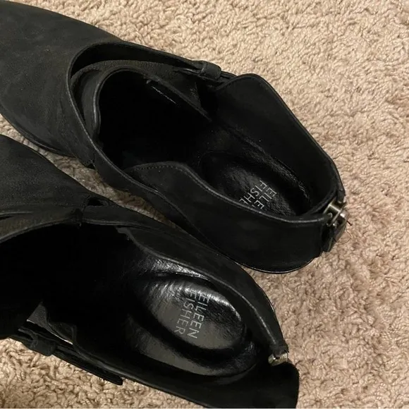 Eileen fisher black suede bootie boots ankle size 10
