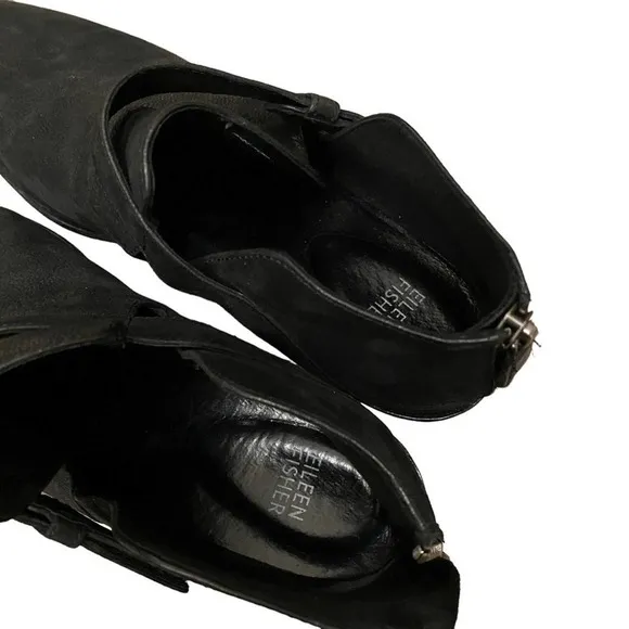 Eileen fisher black suede bootie boots ankle size 10