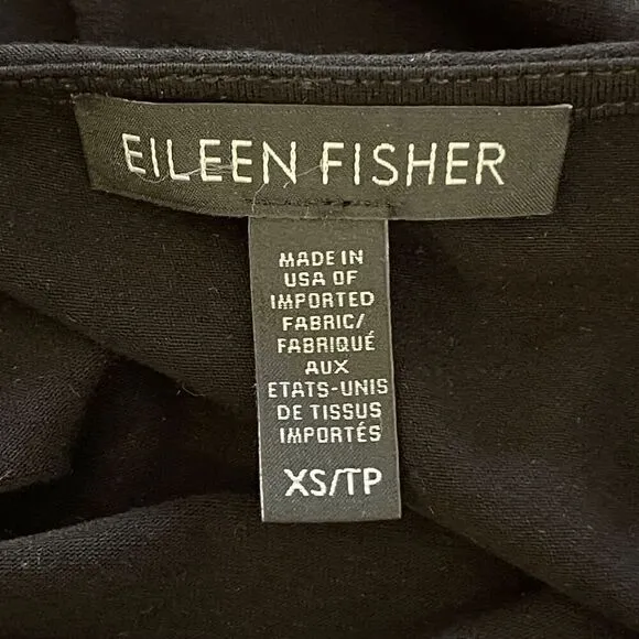 Eileen Fisher Black Shift Dress Viscose Blend XS Made in USA Minimalist Office