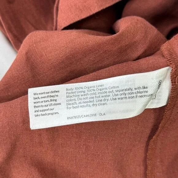 Eileen Fisher Brown Shift Dress Medium Organic Linen Minimalist Relaxed Fit