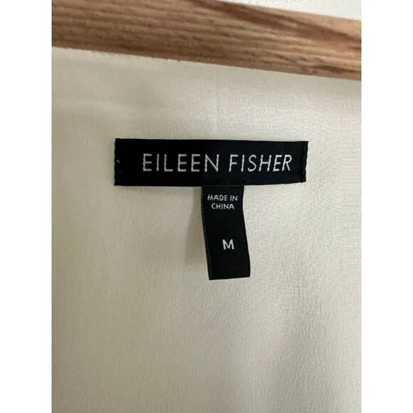 Eileen Fisher Button Front Silk Tank Dress Cream Minimalist Medium
