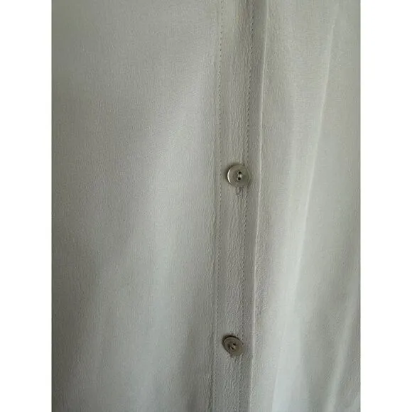 Eileen Fisher Button Front Silk Tank Dress Cream Minimalist Medium