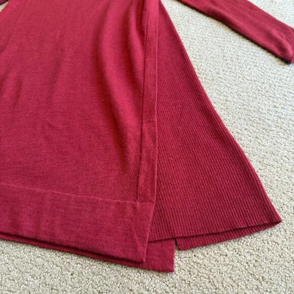 Eileen Fisher Dress Midi Sweater Merino Wool Minimalist Red Passion Flower SMALL