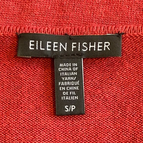 Eileen Fisher Dress Midi Sweater Merino Wool Minimalist Red Passion Flower SMALL