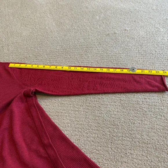 Eileen Fisher Dress Midi Sweater Merino Wool Minimalist Red Passion Flower SMALL