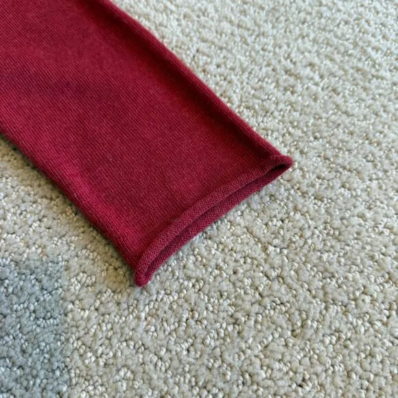 Eileen Fisher Dress Midi Sweater Merino Wool Minimalist Red Passion Flower SMALL