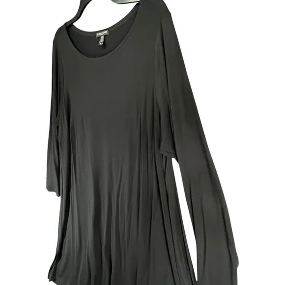 Eileen Fisher Dress Women 1X Black Viscose Jersey Knit Hi Low Stretch Minimalist