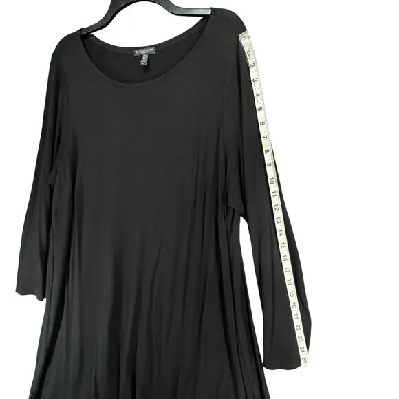 Eileen Fisher Dress Women 1X Black Viscose Jersey Knit Hi Low Stretch Minimalist