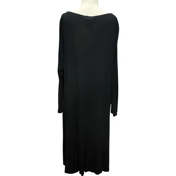 Eileen Fisher Dress Women 1X Black Viscose Jersey Knit Hi Low Stretch Minimalist