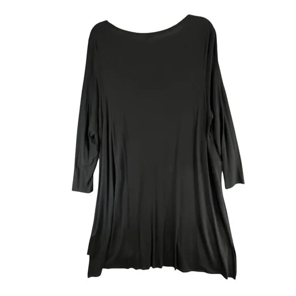 Eileen Fisher Dress Women 1X Black Viscose Jersey Knit Hi Low Stretch Minimalist