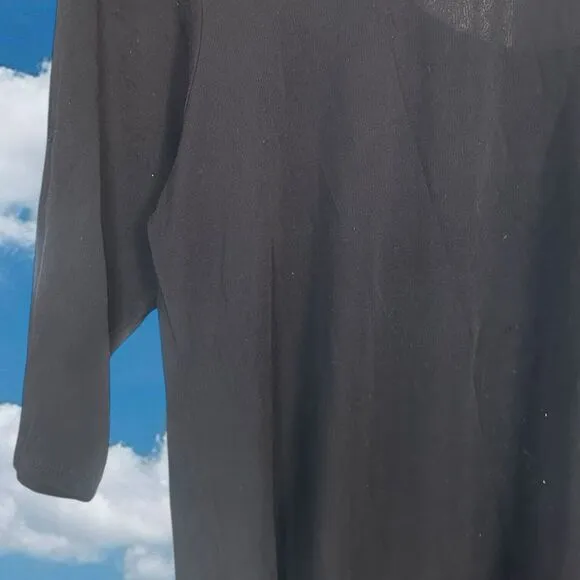 EILEEN FISHER Minimalist Boho Tee Shirt Shift Dress Black Size Small SILK