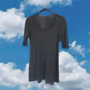 EILEEN FISHER Minimalist Boho Tee Shirt Shift Dress Black Size Small SILK