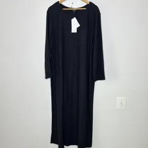 Eileen Fisher NEW knitted wool crepe 3/4 sleeve gray long dress plus size 2X