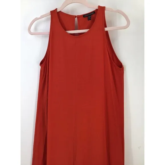 EILEEN FISHER Sleeveless MAXI DRESS MINIMALIST LAGENLOOK Size XXS Orange