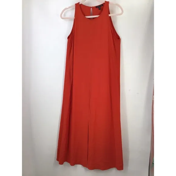EILEEN FISHER Sleeveless MAXI DRESS MINIMALIST LAGENLOOK Size XXS Orange