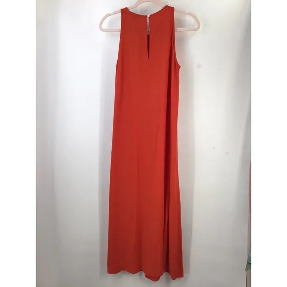 EILEEN FISHER Sleeveless MAXI DRESS MINIMALIST LAGENLOOK Size XXS Orange