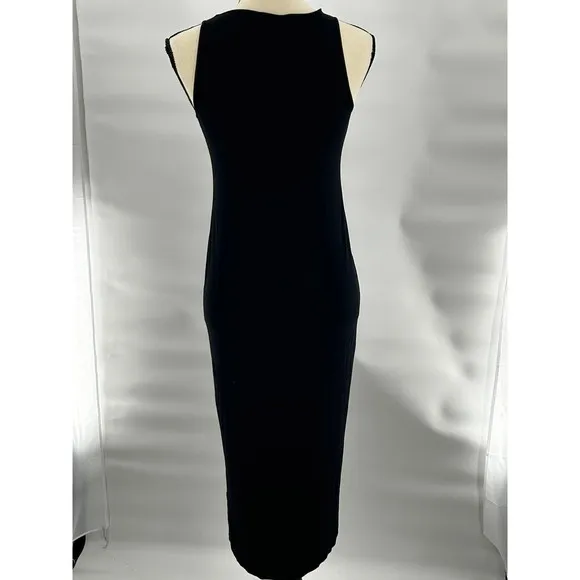 Eileen Fisher Sleeveless Midi Column Dress XS XSP Petite Black Lagenlook Capsule