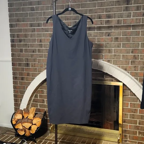 Eileen Fisher sleeves lantern dress, gray, lined, L