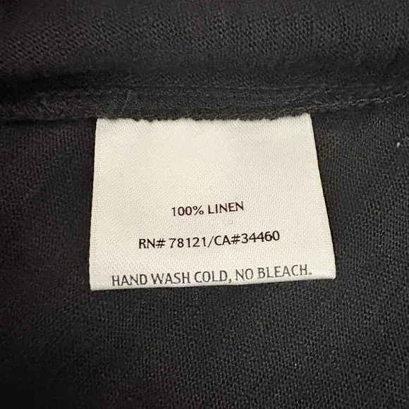 Eileen Fisher Sz L T Shirt Dress Black Knit Linen Minimalist Capsule Coastal