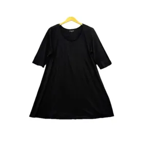 Eileen Fisher Sz L T Shirt Dress Black Knit Linen Minimalist Capsule Coastal