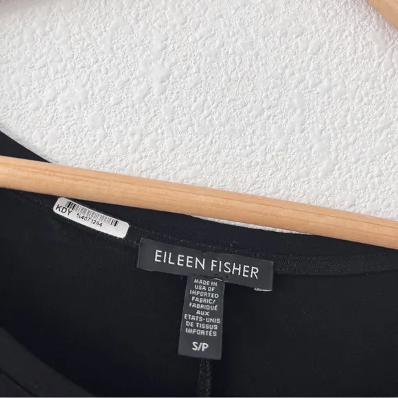Eileen Fisher Trapeze Sleeveless Minimalist Shirt Dress in Black