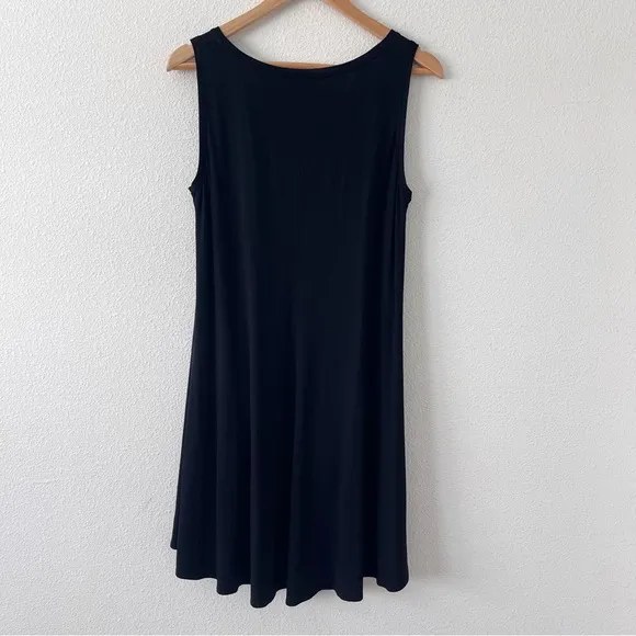 Eileen Fisher Trapeze Sleeveless Minimalist Shirt Dress in Black