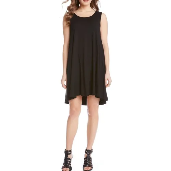 Eileen Fisher Trapeze Sleeveless Minimalist Shirt Dress in Black