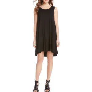 Eileen Fisher Trapeze Sleeveless Minimalist Shirt Dress in Black