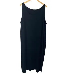 Eileen Fisher Woman Tank Maxi Dress Black Stretch Plus Layers Minimalist 3X