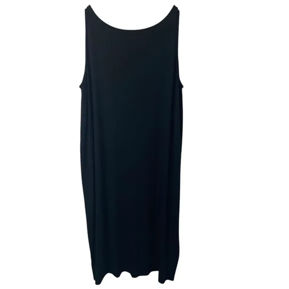 Eileen Fisher Woman Tank Maxi Dress Black Stretch Plus Layers Minimalist 3X