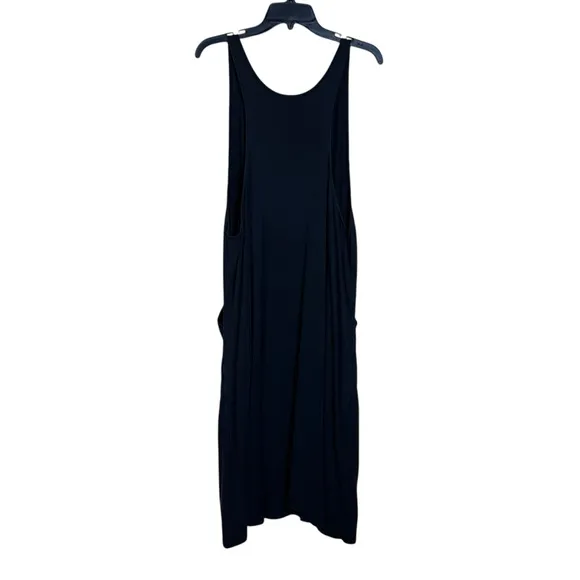Eileen Fisher Women’s Size L Black Midi Tank Dress Minimalist Lagenlook Pockets