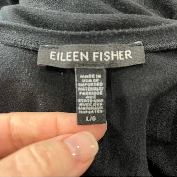 Eileen Fisher Women’s Size L Black Midi Tank Dress Minimalist Lagenlook Pockets