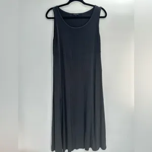 Eileen Fisher Womens Midi Dress Black Sleeveless Knit Stretch Minimalist PM