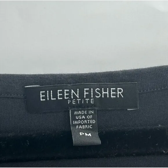 Eileen Fisher Womens Midi Dress Black Sleeveless Knit Stretch Minimalist PM