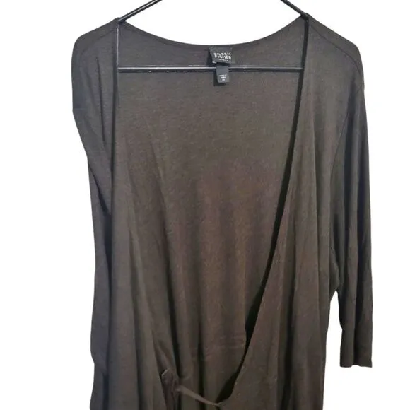 Eileen Fisher Woman Knit Chocolate Brown True Wrap Dress Midi, Plus Size 2X