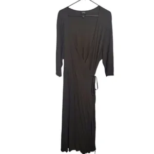 Eileen Fisher Woman Knit Chocolate Brown True Wrap Dress Midi, Plus Size 2X