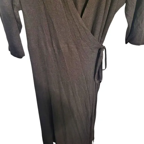 Eileen Fisher Woman Knit Chocolate Brown True Wrap Dress Midi, Plus Size 2X