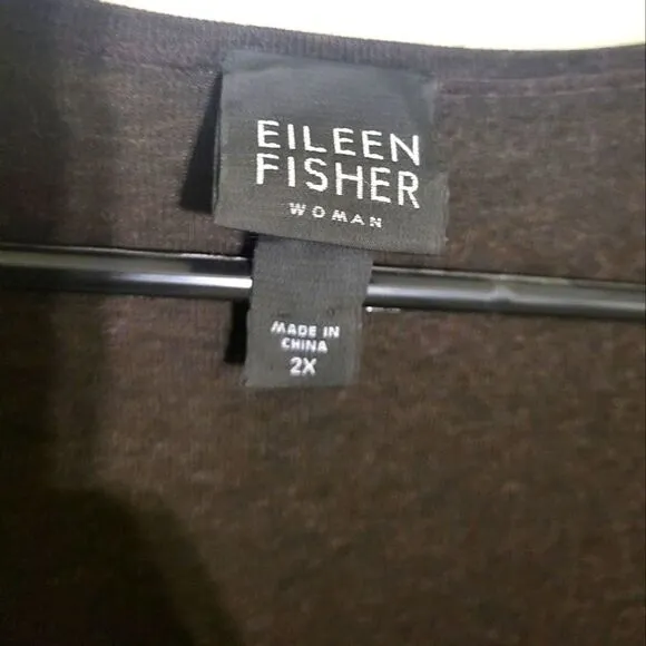 Eileen Fisher Woman Knit Chocolate Brown True Wrap Dress Midi, Plus Size 2X