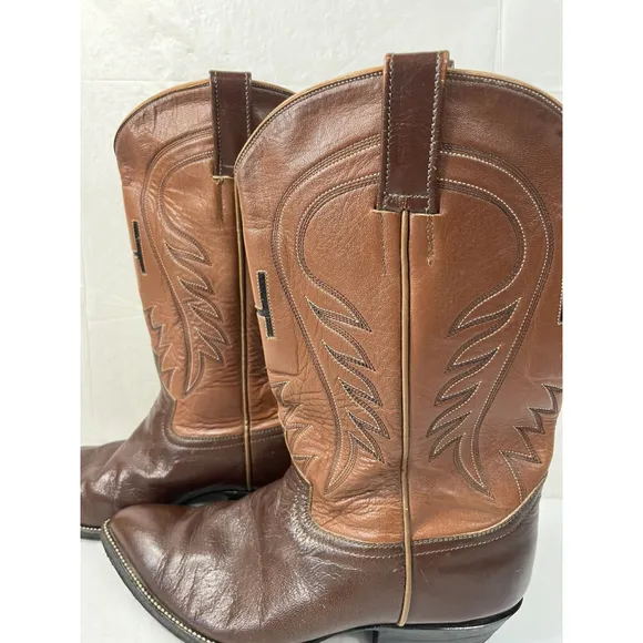 El Paso Boot Company Mens 10D Western Brown Leather Cowboy Boots Vintage