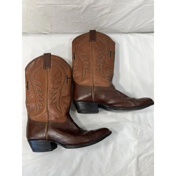 El Paso Boot Company Mens 10D Western Brown Leather Cowboy Boots Vintage